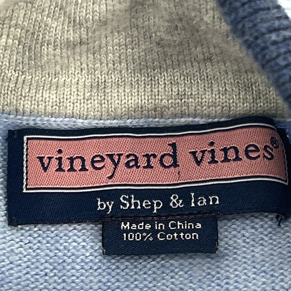 Vineyard Vines Quarter Zip Sweater Mens L Blue Whale‎ Logo Pullover Preppy